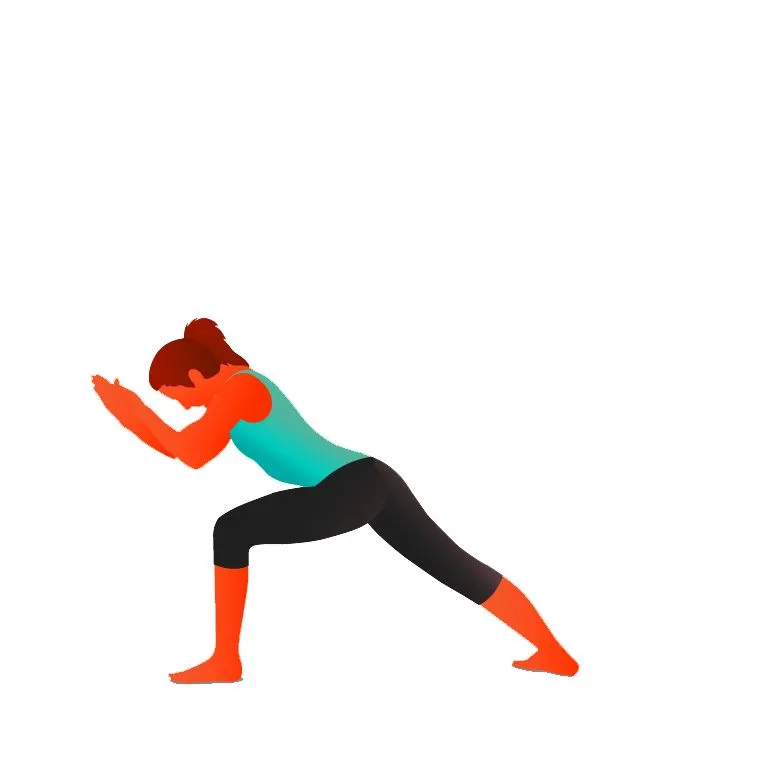 Warrior I Halfway Fold with Eagle Arms